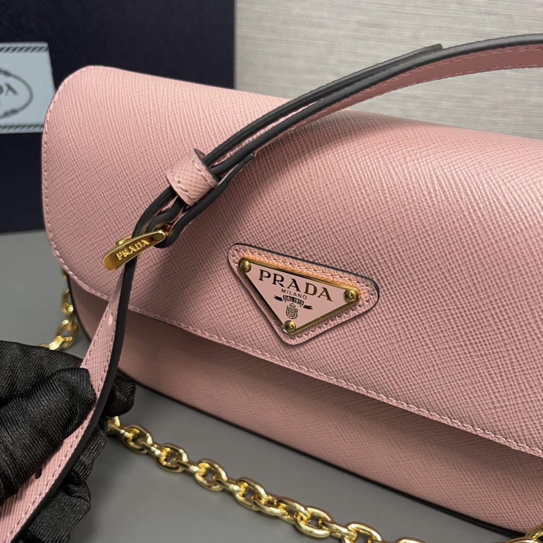 Prada Mini Saffiano Leather Shoulder Bag Handbag Pink 1BD356